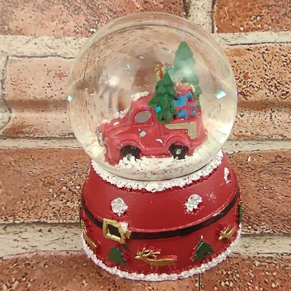Mini Christmas Tree Truck Snowglobe Pickup Waterglobe Snow Globe Santa Reindeers - Picture 16 of 16